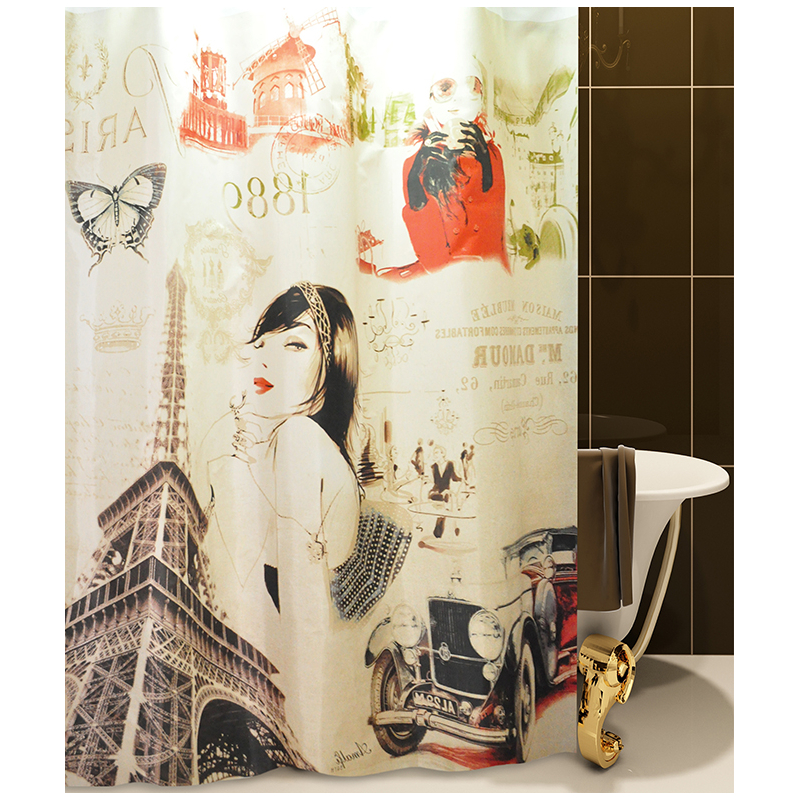 Κουρτίνα Μπάνιου (180x180) Με Κρίκους San Lorentzo Paris
