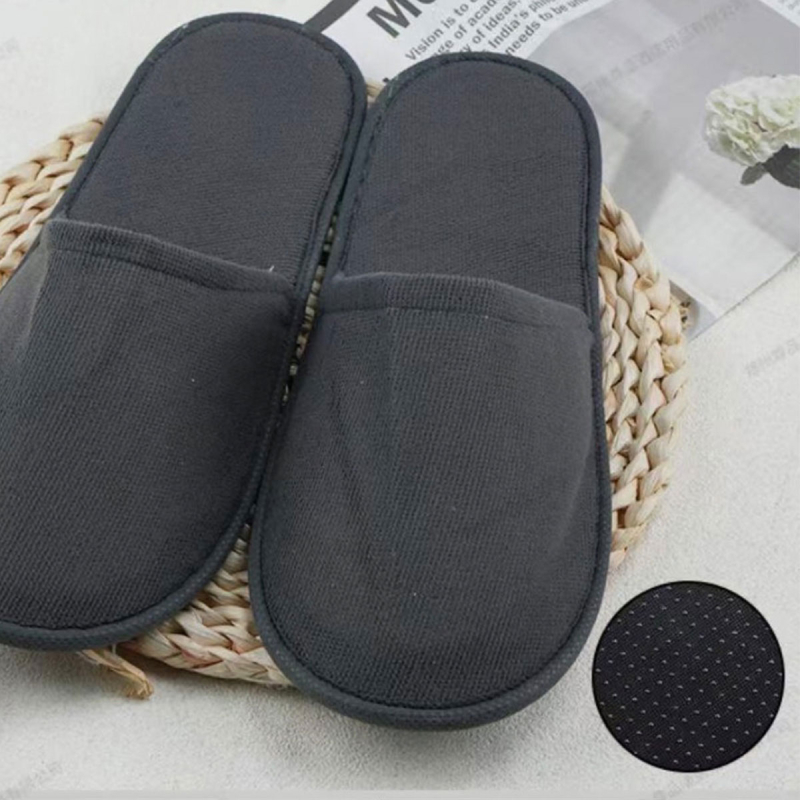 Ζεύγος Παντόφλες Ξενοδοχείου Hotel Ανδρικές/Γυναικείες One Size Poly Velvet Dark Grey 6mm