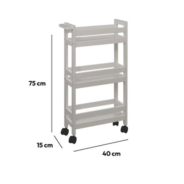 Τρόλεϊ/Ραφιέρα 3 Θέσεων (40x15x75) F-V Wheels Trolley Naturel 174762O