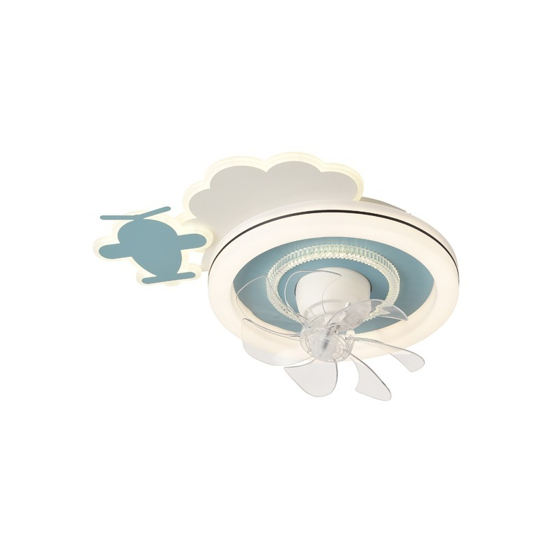 Παιδικός Ανεμιστήρας Οροφής Με Φως Led & Τηλεχειριστήριο 50εκ. Eurolamp Αεροπλανάκι Μπλε 300-25056