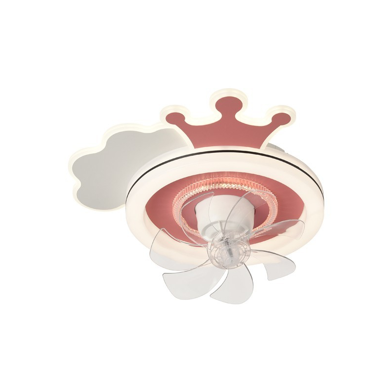 Παιδικός Ανεμιστήρας Οροφής Με Φως Led & Τηλεχειριστήριο 50εκ. Eurolamp Κορώνα Ροζ 300-25057