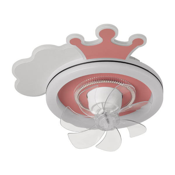 Παιδικός Ανεμιστήρας Οροφής Με Φως Led & Τηλεχειριστήριο 50εκ. Eurolamp Κορώνα Ροζ 300-25057