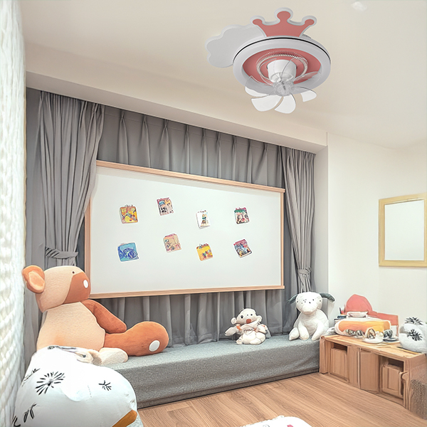 Παιδικός Ανεμιστήρας Οροφής Με Φως Led & Τηλεχειριστήριο 50εκ. Eurolamp Κορώνα Ροζ 300-25057