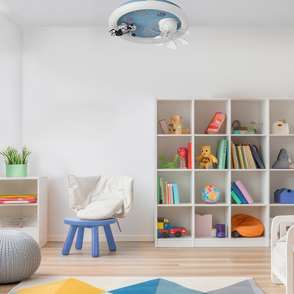 Παιδικός Ανεμιστήρας Οροφής Με Φως Led & Τηλεχειριστήριο 50εκ. Eurolamp Αστροναύτης Μπλε 300-25058