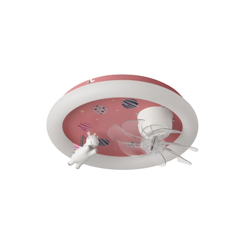 Παιδικός Ανεμιστήρας Οροφής Με Φως Led & Τηλεχειριστήριο 50εκ. Eurolamp Μονόκερος Ροζ 300-25059
