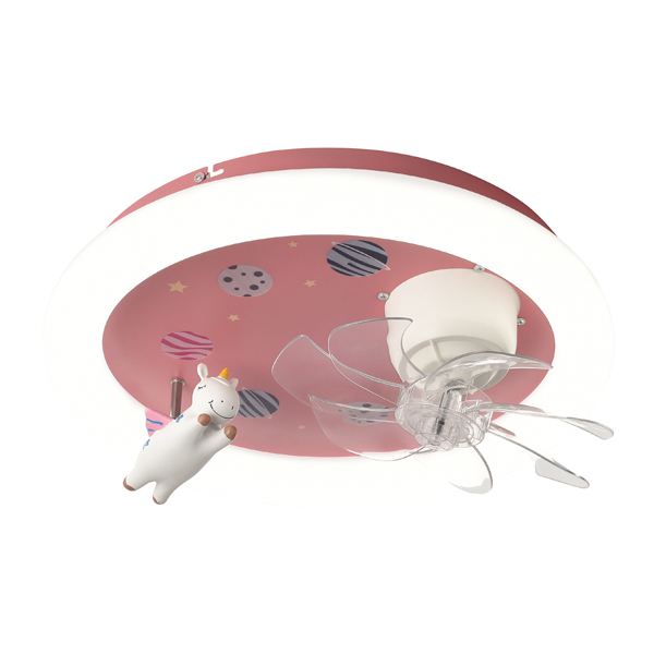 Παιδικός Ανεμιστήρας Οροφής Με Φως Led & Τηλεχειριστήριο 50εκ. Eurolamp Μονόκερος Ροζ 300-25059