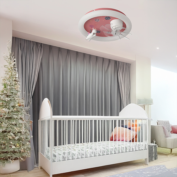 Παιδικός Ανεμιστήρας Οροφής Με Φως Led & Τηλεχειριστήριο 50εκ. Eurolamp Μονόκερος Ροζ 300-25059