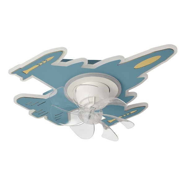 Παιδικός Ανεμιστήρας Οροφής Με Φως Led & Τηλεχειριστήριο 50εκ. Eurolamp Αεροπλάνο Μπλε 300-25060