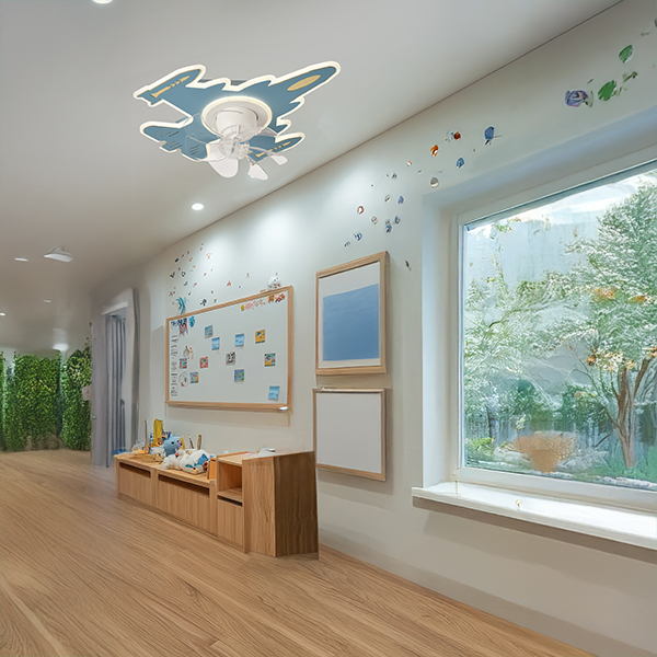 Παιδικός Ανεμιστήρας Οροφής Με Φως Led & Τηλεχειριστήριο 50εκ. Eurolamp Αεροπλάνο Μπλε 300-25060