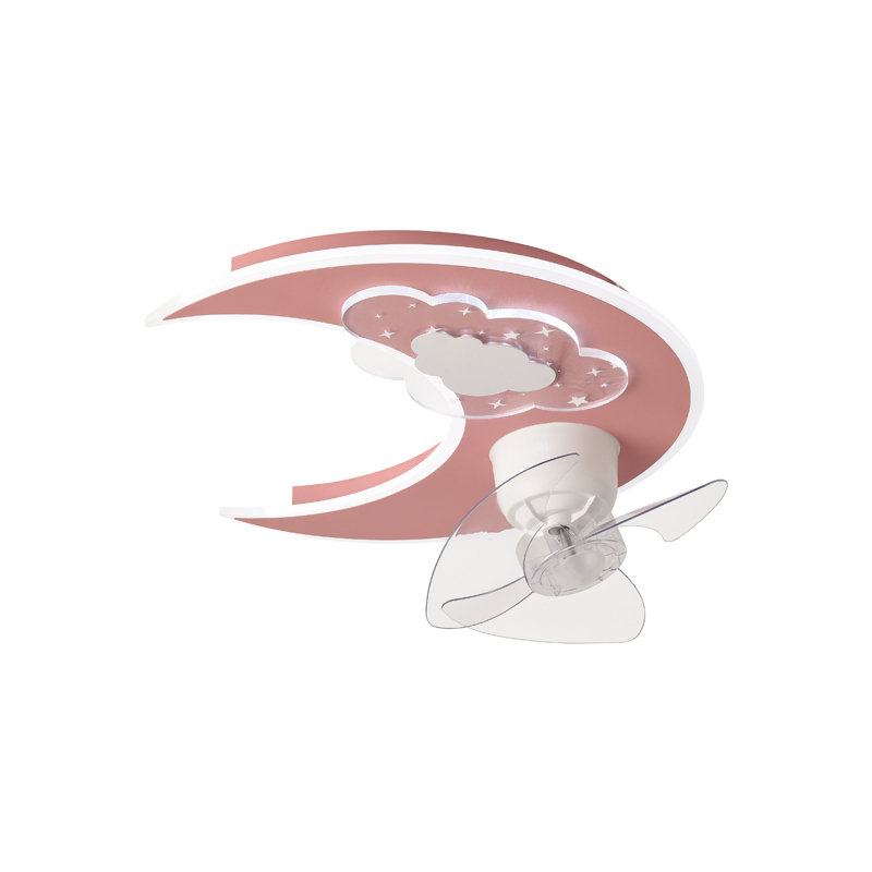 Παιδικός Ανεμιστήρας Οροφής Με Φως Led & Τηλεχειριστήριο 50εκ. Eurolamp Φεγγάρι Ροζ 300-25061