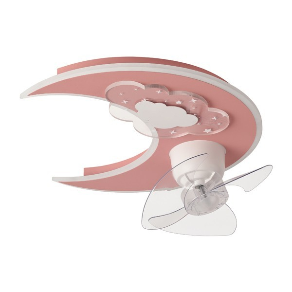 Παιδικός Ανεμιστήρας Οροφής Με Φως Led & Τηλεχειριστήριο 50εκ. Eurolamp Φεγγάρι Ροζ 300-25061