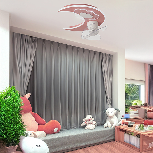 Παιδικός Ανεμιστήρας Οροφής Με Φως Led & Τηλεχειριστήριο 50εκ. Eurolamp Φεγγάρι Ροζ 300-25061