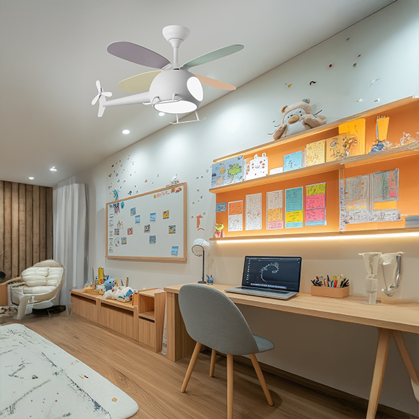 Παιδικός Ανεμιστήρας Οροφής Με Φως Led & Τηλεχειριστήριο 36εκ. Eurolamp Ελικοπτεράκι Λευκό 300-25062