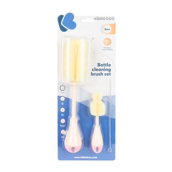 Βούρτσες Καθαρισμού Μπιμπερό (Σετ 3τμχ) Kikka Boo Pink