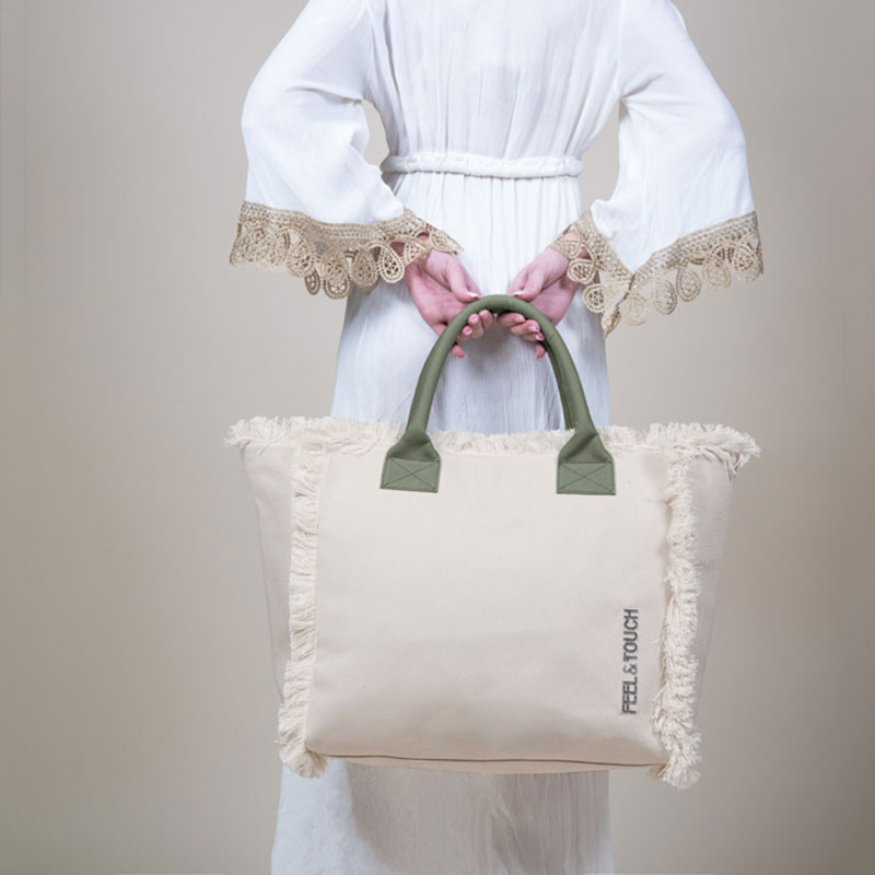 Τσάντα Θαλάσσης (40x20x35) Feel & Touch Caribbean Ammos/Khaki