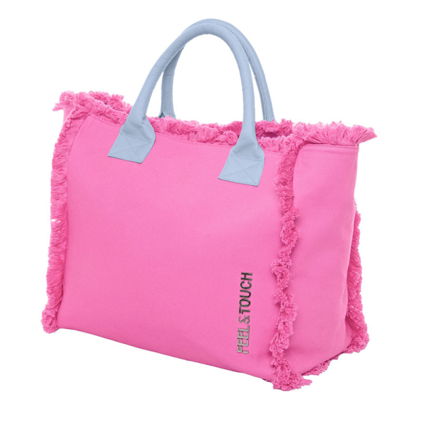 Τσάντα Θαλάσσης (40x20x35) Feel & Touch Caribbean Pink/Ciel