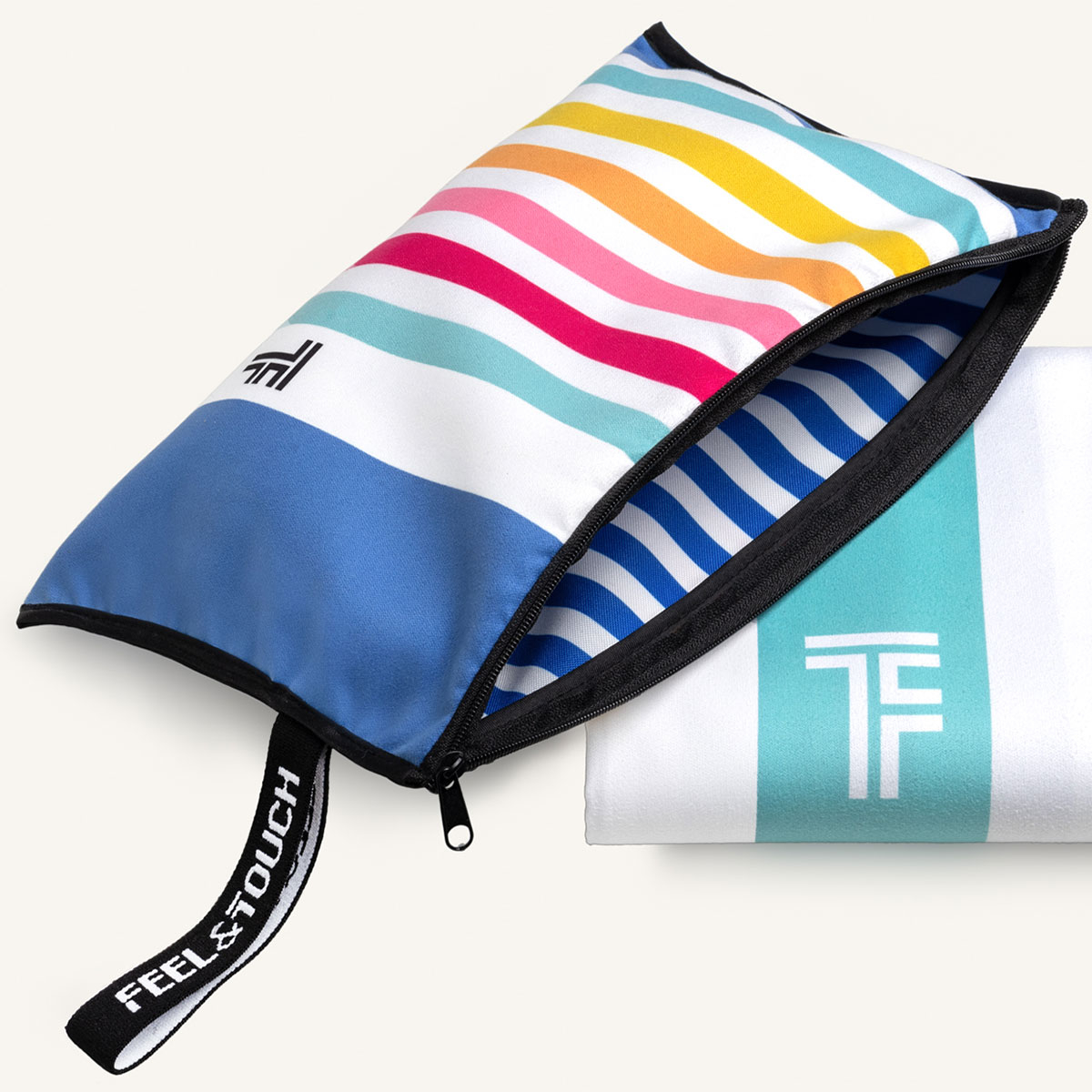 Πετσέτα Θαλάσσης Microfiber 2 Όψεων + Νεσεσέρ Παραλίας (2Τμχ) Feel Touch Med 07 Home Πετσέτες Ενηλίκων Spitishop