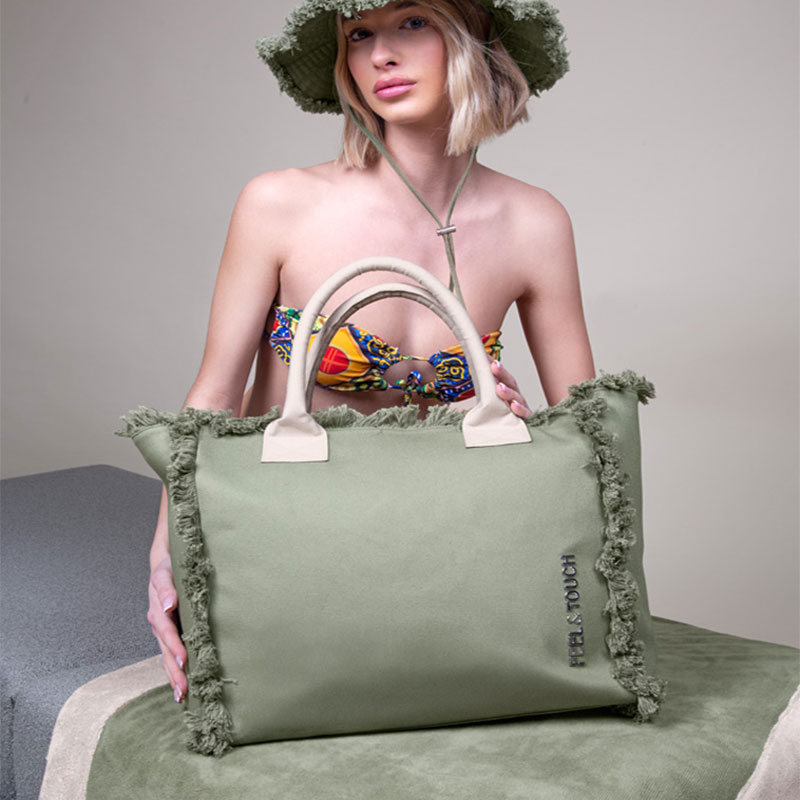 Τσάντα Θαλάσσης (40x20x35) Feel & Touch Caribbean Khaki/Ammos