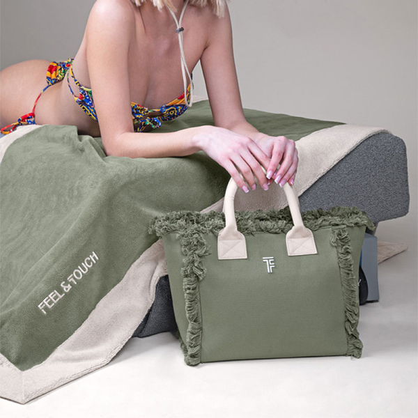 Πετσέτα Θαλάσσης (80x170) Feel & Touch Caribbean Khaki