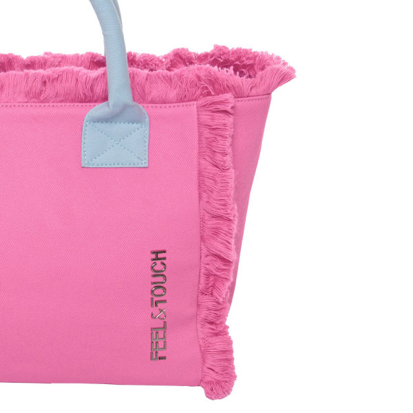 Τσάντα Θαλάσσης (26x16x24) Feel & Touch Caribbean Pink/Ciel