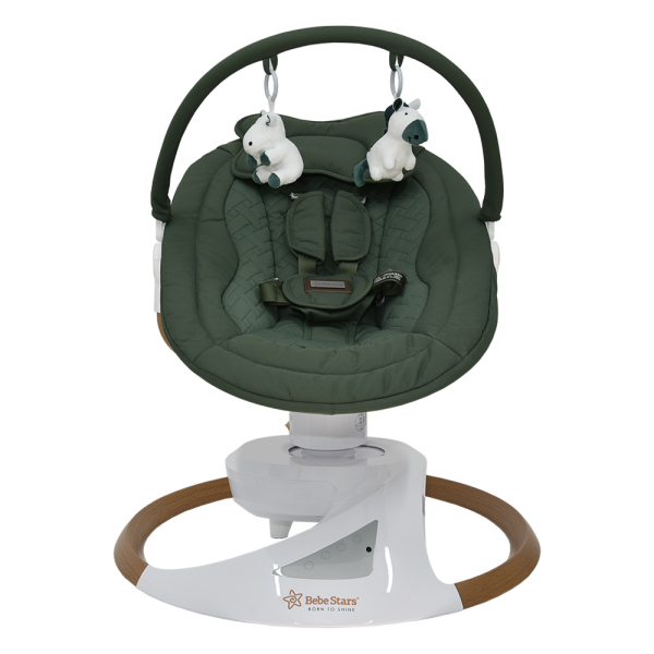 Ηλεκτρικό Ρηλάξ Με Μουσική (0+ Μηνών/Έως 9kg) Bebe Stars Snuggle Forest Green 256-176