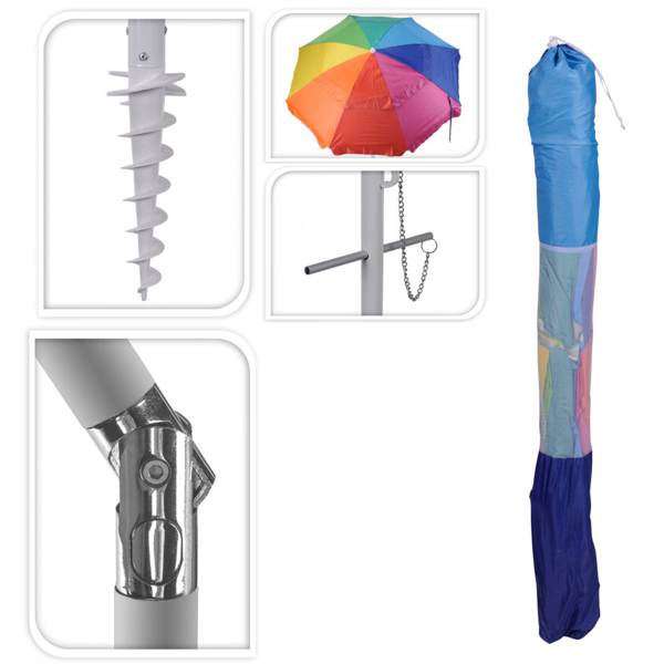 Σπαστή Ομπρέλα Θαλάσσης (Φ220) Με Προστασία UPF K-M DV8100390