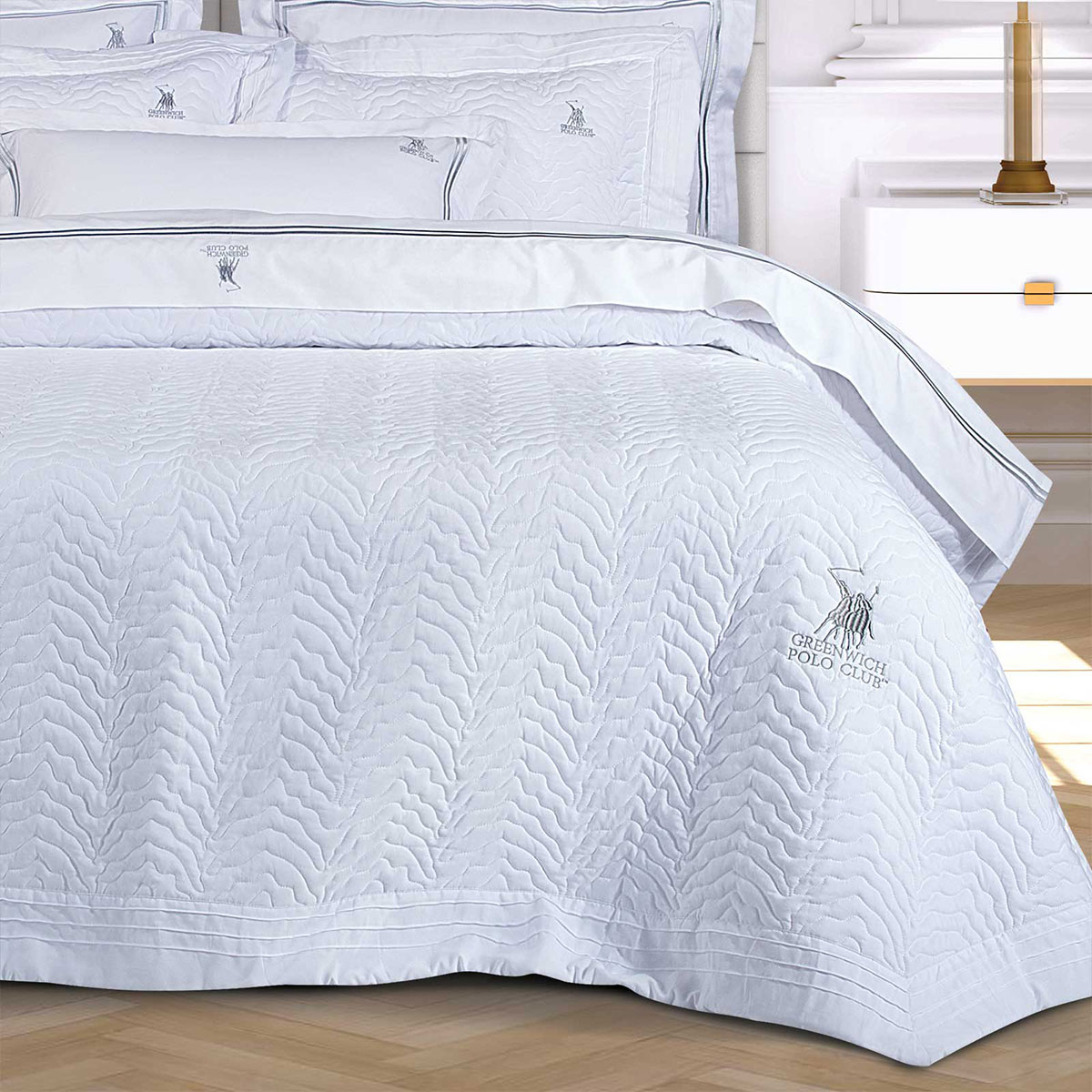 Κουβερλί King Size (240X250) Greenwich Polo Club 2351 White Home Λευκά Είδη Μόδα Γάμου Νυφικά Spitishop
