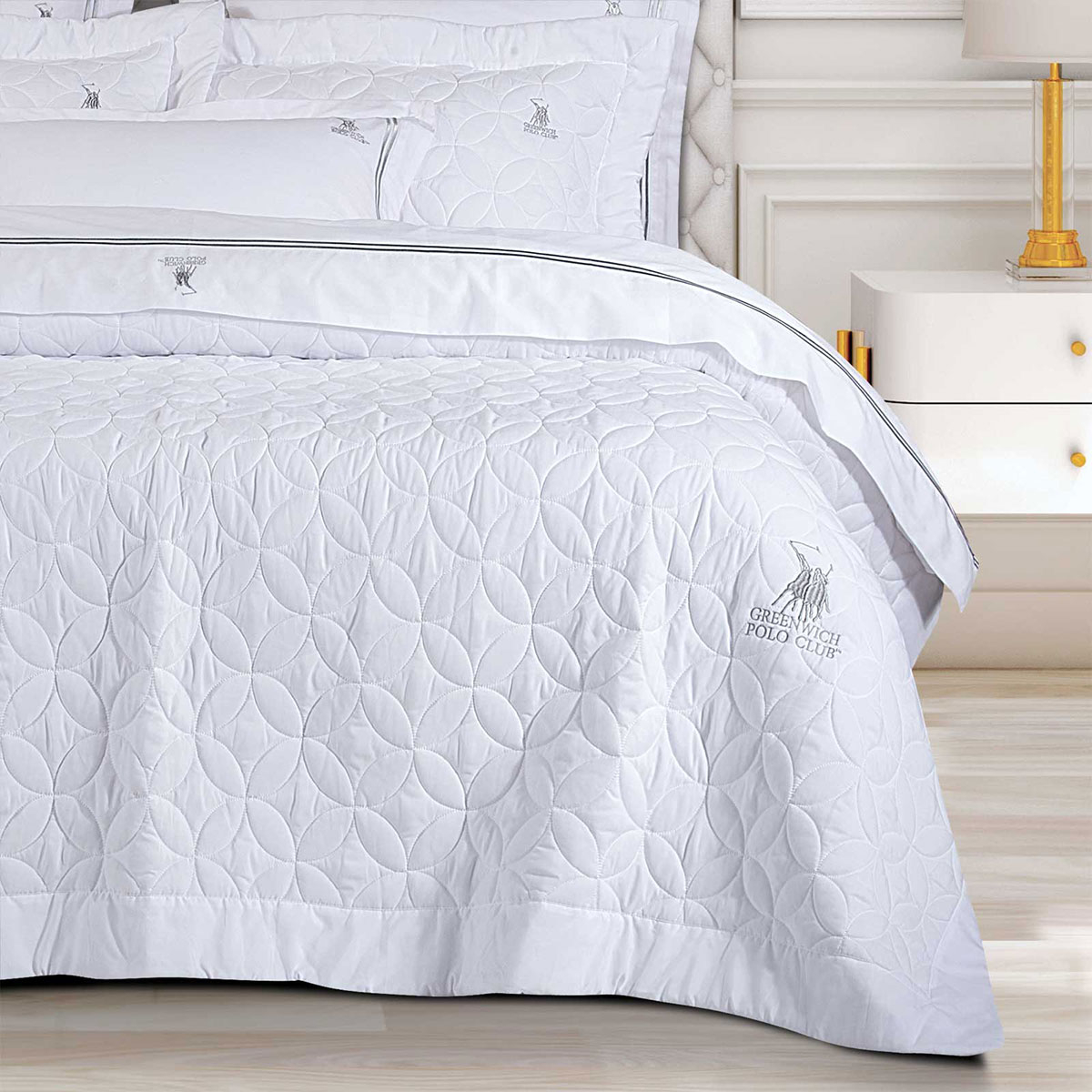 Κουβερλί King Size (240X250) Greenwich Polo Club 2357 White Home Λευκά Είδη Μόδα Γάμου Νυφικά Spitishop