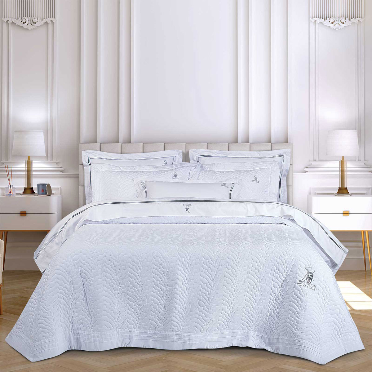 Ζεύγος Μαξιλαροθήκες Καπιτονέ (50X70) Greenwich Polo Club 2351 White Home Λευκά Είδη Κρεβατοκάμαρας Ύπνου Spitishop