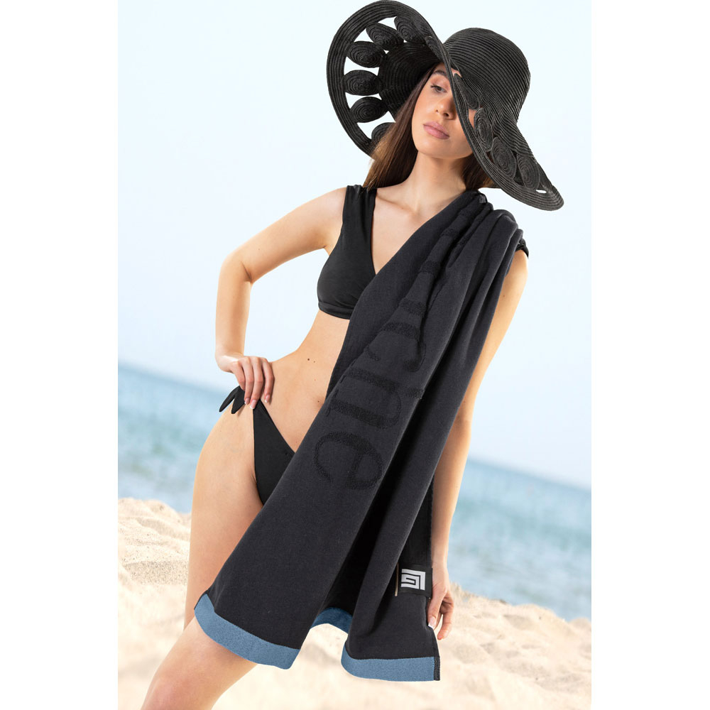 Πετσέτα Θαλάσσης (90X180) Guy Laroche Double Blue Black Home Πετσέτες Ενηλίκων Spitishop