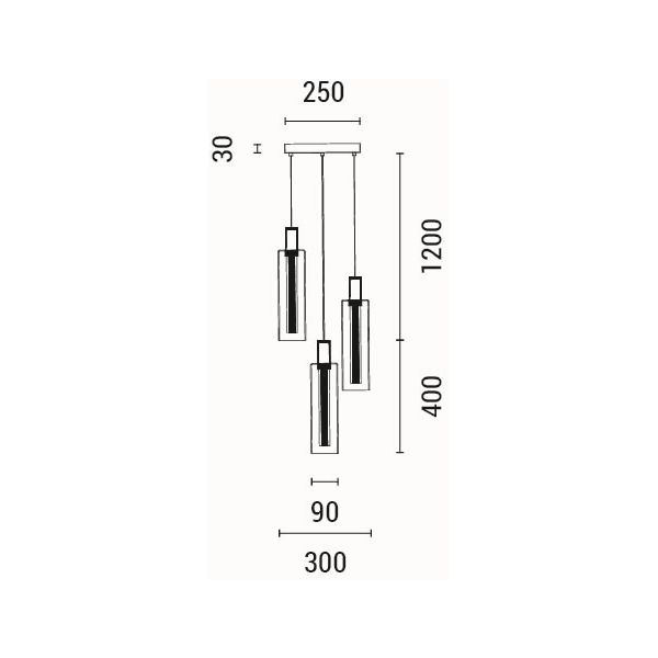 Φωτιστικό Οροφής Τρίφωτο LED Eurolamp Vial 144-15102