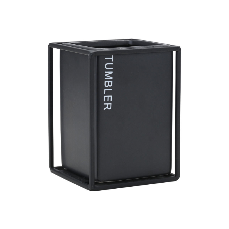 Ποτηροθήκη Μπάνιου (8.5x8.5x12) Estia Cage Μαύρο 02-30001