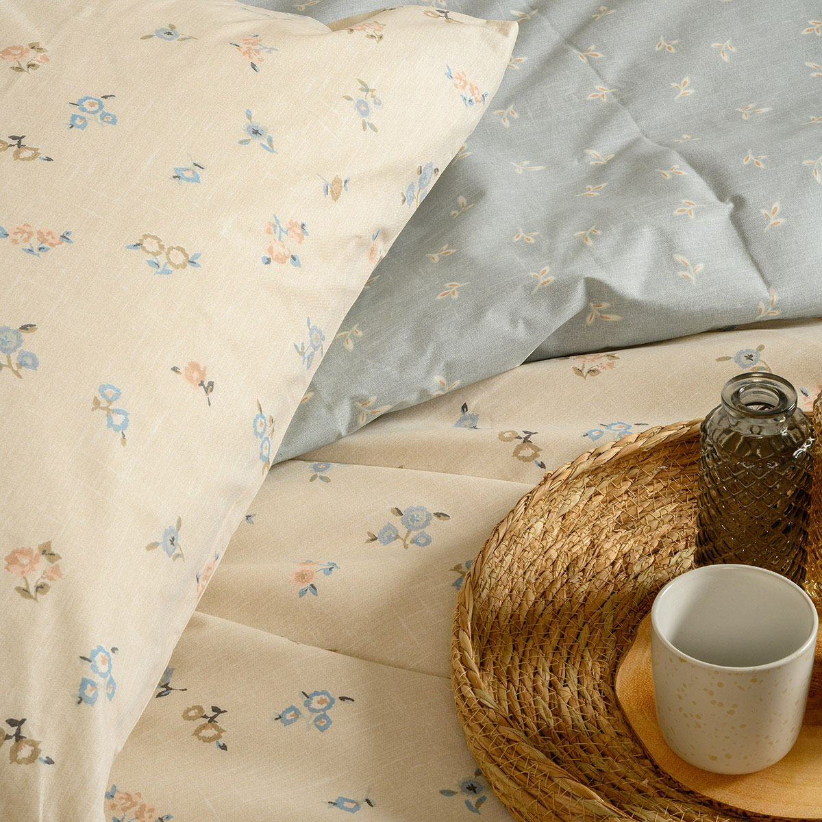 Παπλωματοθήκη Μονή (165X245) 2 Όψεων Melinen Ultra Line Amour Blue-Beige Home Λευκά Είδη Κρεβατοκάμαρας Παπλωματοθήκες Μονές Spitishop