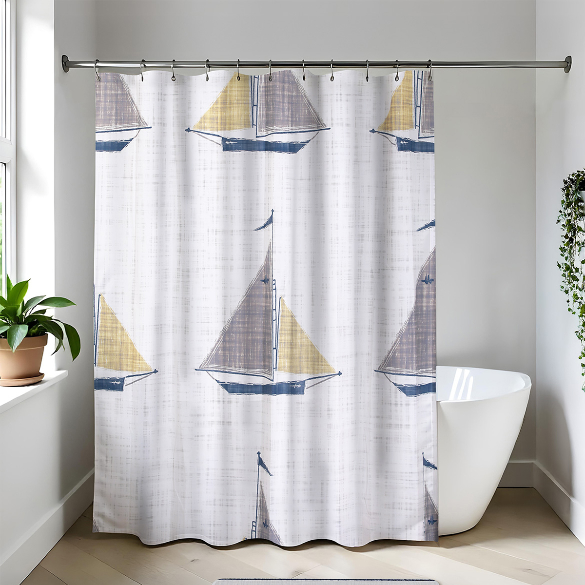 Spitishop Κουρτίνα Μπάνιου Πλαστική (180x180) Με Κρίκους T-D Manureva Boat 1100741A