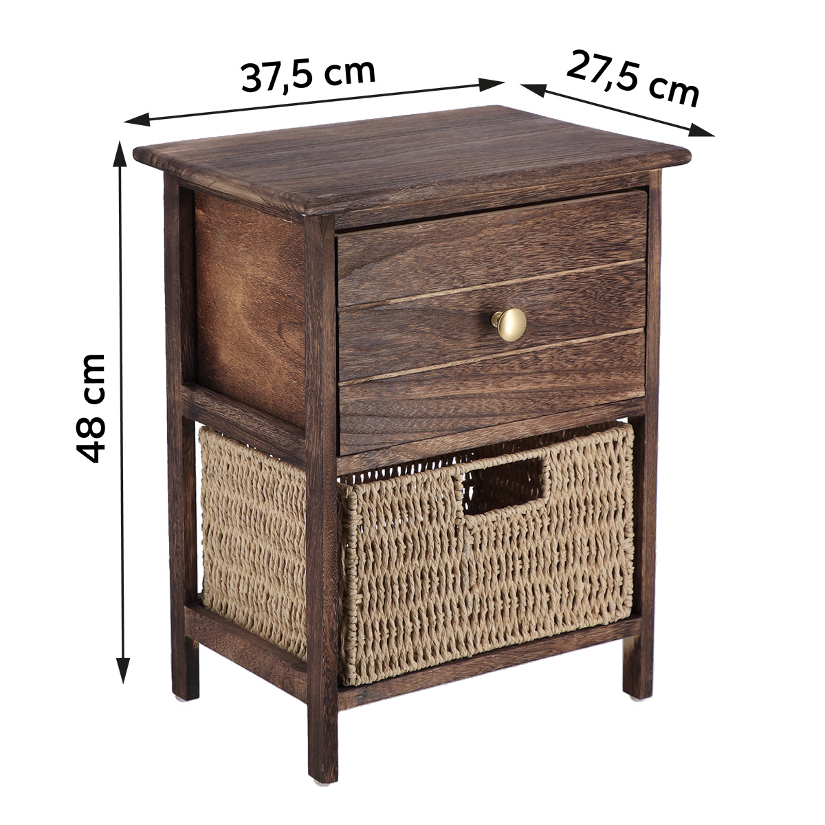 Κομοδίνο με 2 Συρτάρια (37 5X27 5X48) T-D 98213160 Home Έπιπλα Κρεβατοκάμαρας Κομοδίνα Spitishop