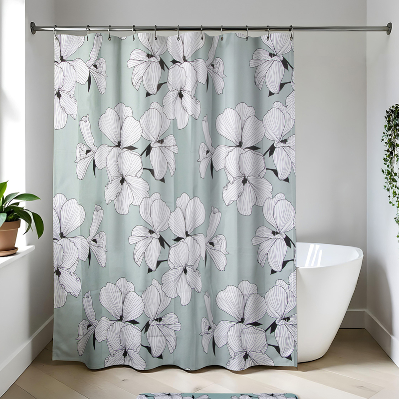 Κουρτίνα Μπάνιου Πλαστική (180x180) Με Κρίκους T-D Ecrin Green 1100782