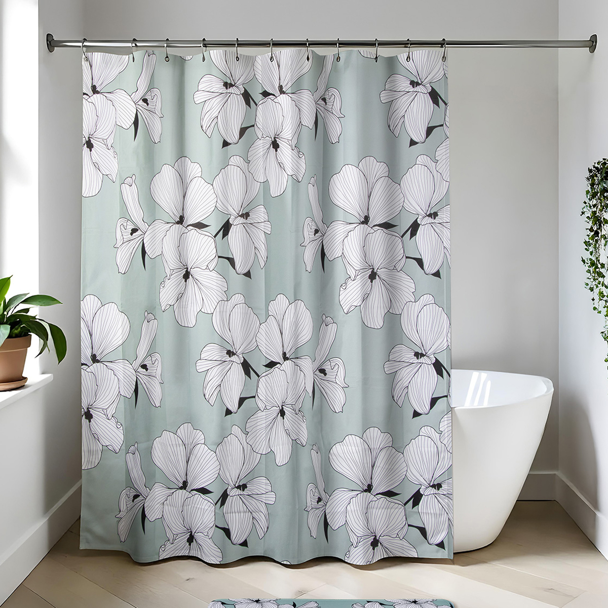 Spitishop Κουρτίνα Μπάνιου Πλαστική (180x180) Με Κρίκους T-D Ecrin Green 1100782