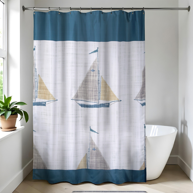 Κουρτίνα Μπάνιου (180x200) Με Κρίκους T-D Manureva Boat 1200741A