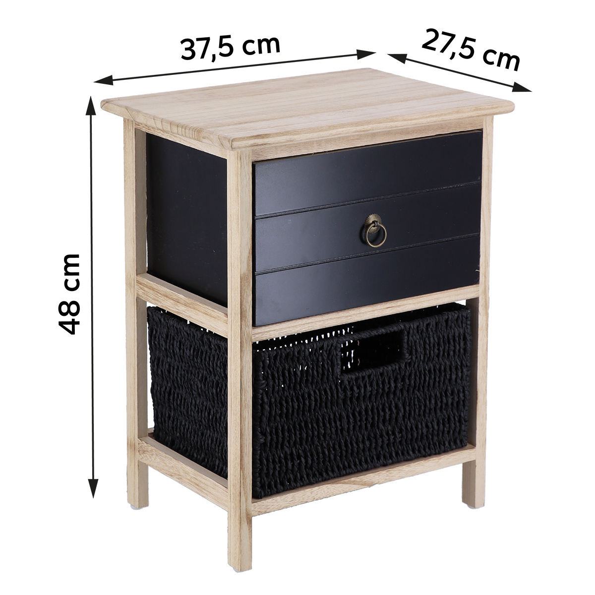 Κομοδίνο με Συρτάρι (37 5X27 5X48) T-D 98213103 Home Έπιπλα Κρεβατοκάμαρας Κομοδίνα Spitishop
