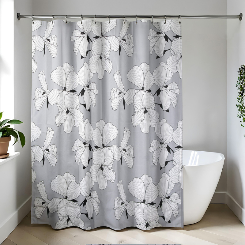 Κουρτίνα Μπάνιου Πλαστική (180x180) Με Κρίκους T-D Ecrin Grey 1100783