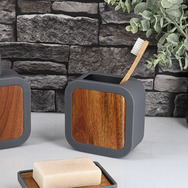 Ποτηροθήκη Μπάνιου (11x5x11) T-D Square Grey 61206180