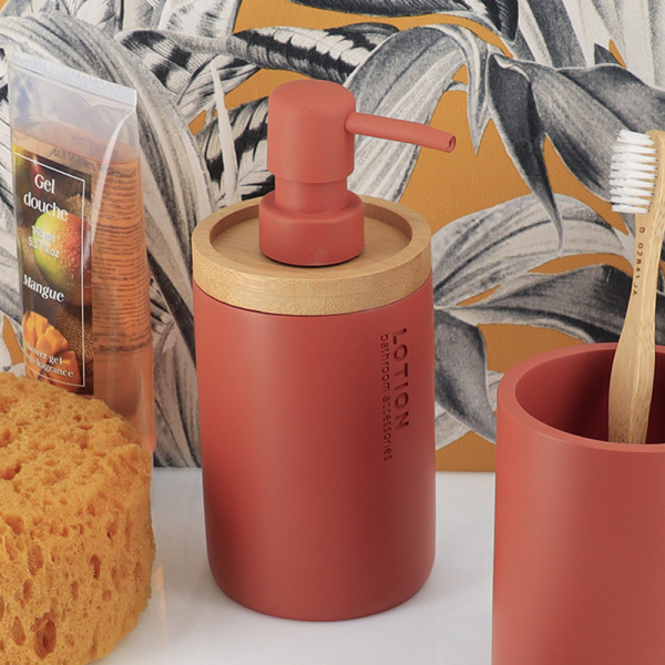 Dispenser Μπάνιου 280ml (Φ7.5x17) T-D Terracotta/Bamboo 62101125