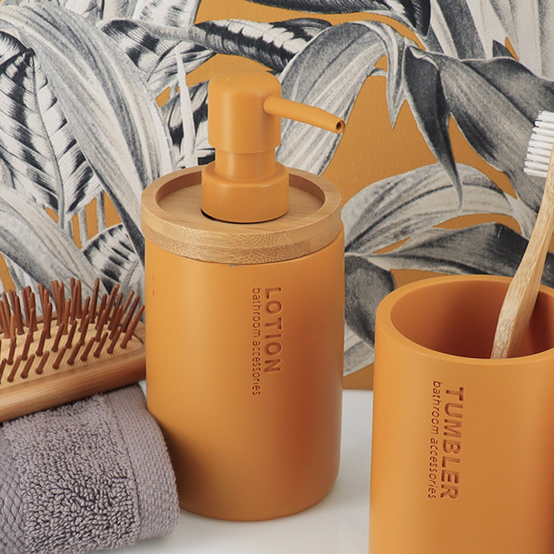 Dispenser Μπάνιου 280ml (Φ7.5x17) T-D Mustard/Bamboo 62101199