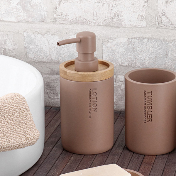 Dispenser Μπάνιου 280ml (Φ7.5x17)T-D Cappuccino/Bamboo 62101166