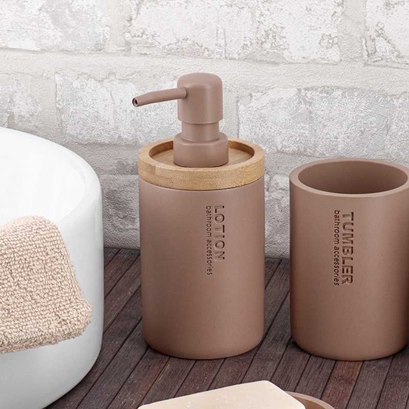 Dispenser Μπάνιου 280ml (Φ7.5x17)T-D Cappuccino/Bamboo 62101166