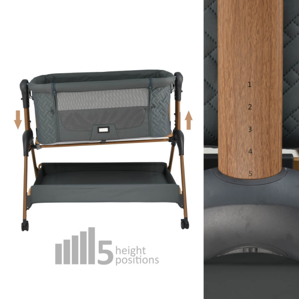 Λίκνο (0+ Μηνών/Έως 9kg) Bebe Stars Style 2 in 1 Smoked Grey 847-186