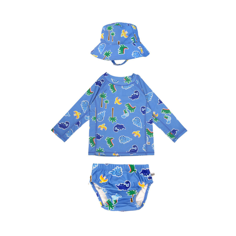 Βρεφικό Μαγιό Πάνα - Μπλούζα-Καπέλο (Σετ 3τμχ) Με Αντηλιακή Προστασία Zoocchini Devin the Dino & Friends