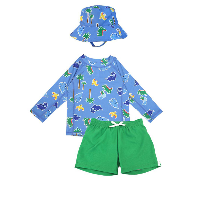 Παιδικό Μαγιό - Μπλούζα-Καπέλο (Σετ 3τμχ) Με Αντηλιακή Προστασία Zoocchini Devin the Dino & Friends