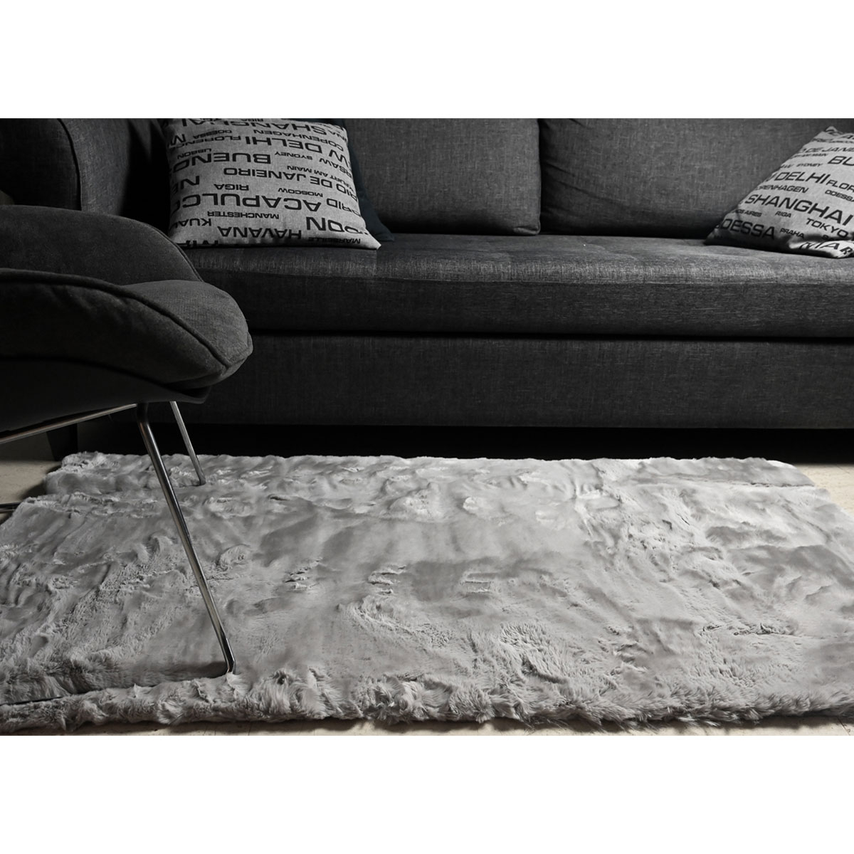 Χαλί Γούνινο (160X230) Polcarpet Rabbit Silver Home Χαλιά Σαλονιού Spitishop