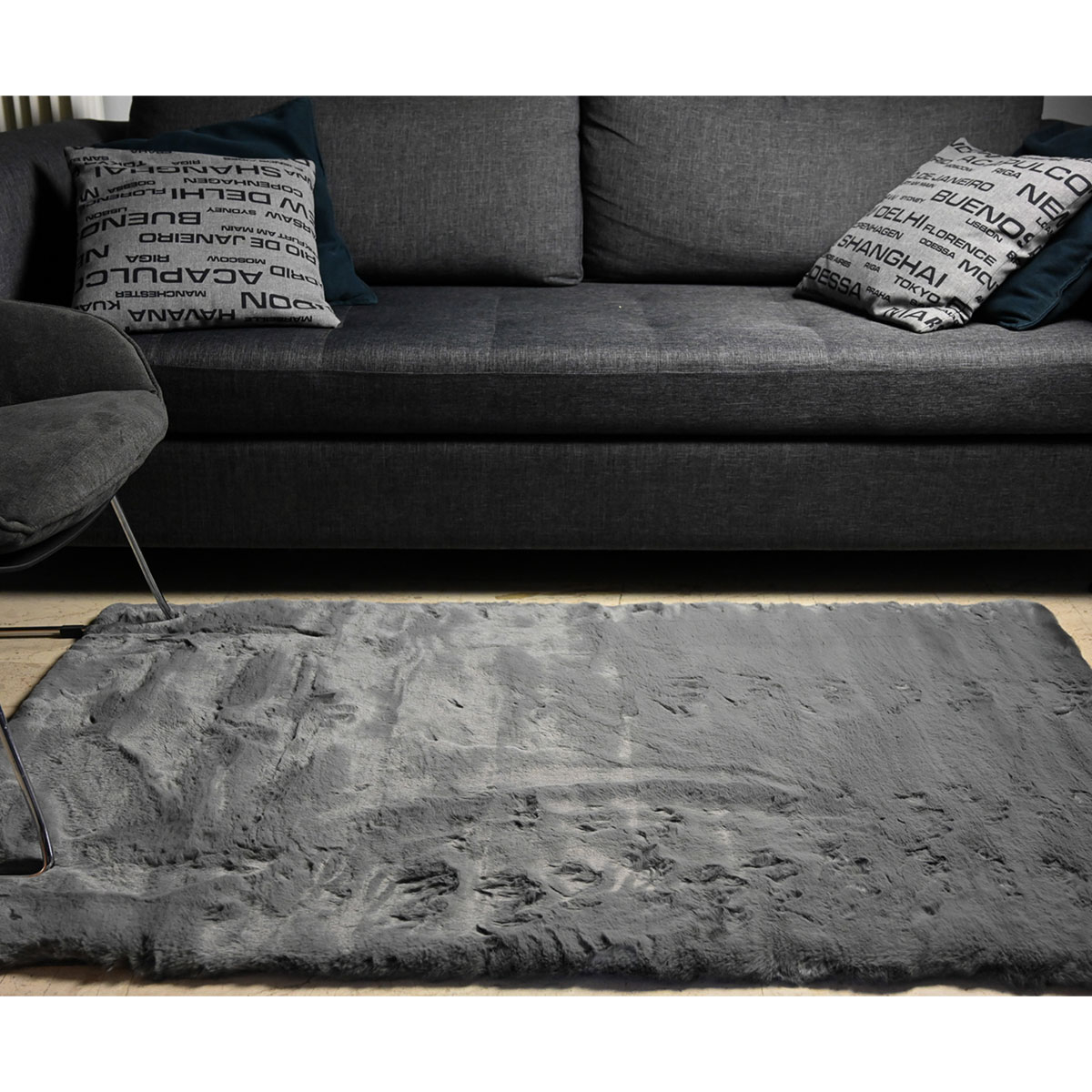 Χαλί Διαδρόμου Γούνινο (80X150) Polcarpet Rabbit D Grey Home Χαλιά Διάδρομοι Spitishop